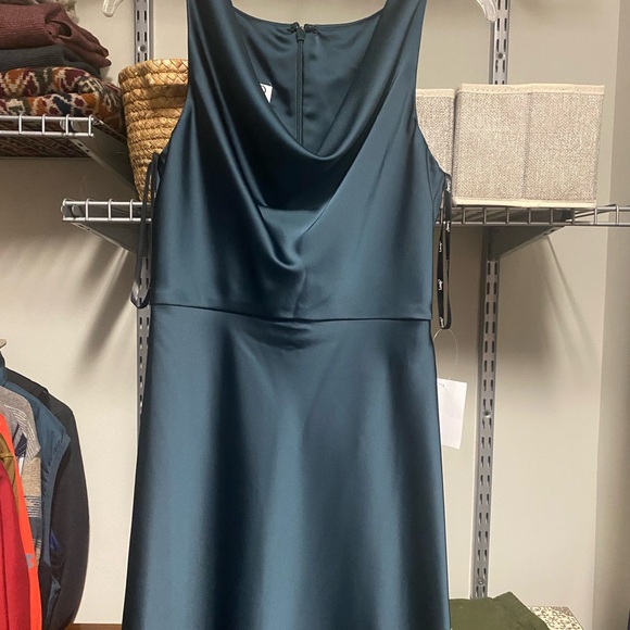 Lovely Size 0 Charmeuse Cowl-Neck Midi Tank Dress Evergreen - Picture 4 of 7